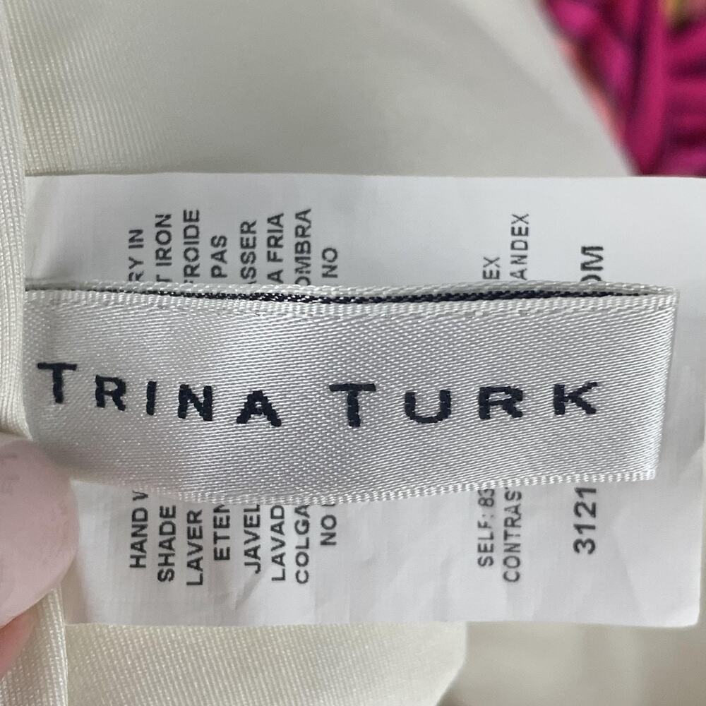 Trina Turk Swimsuit Womens 14 Black Tropical Floral One Piece Halter Strap - Picture 4 of 5